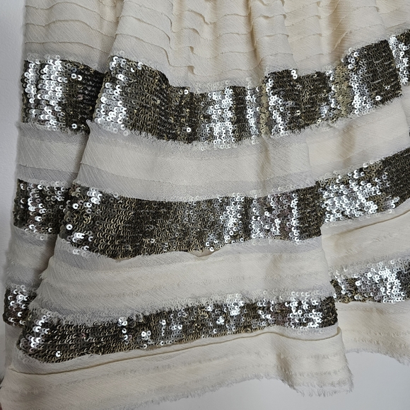 Free People gold sequin striped skater skirt size S - Picture 3 of 5